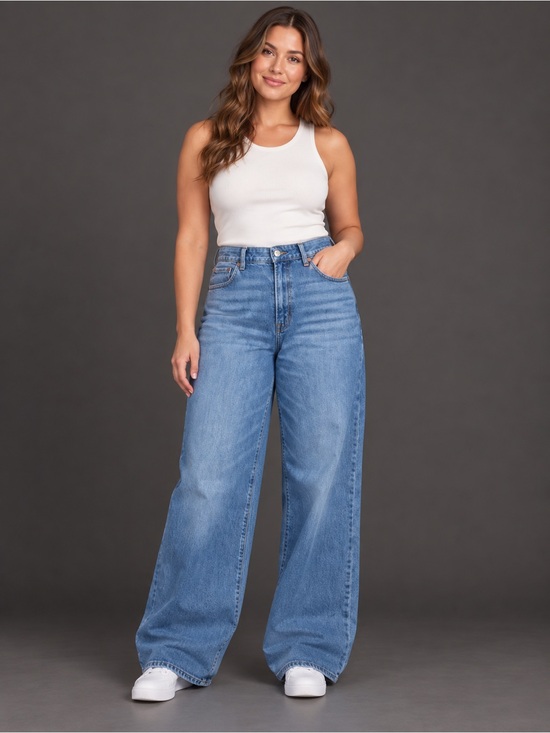 American Eagle Outfitters Denim - American Eagle Super High-Rise Baggy Wide Leg Jeans Size 10 / 30 Medium Wash